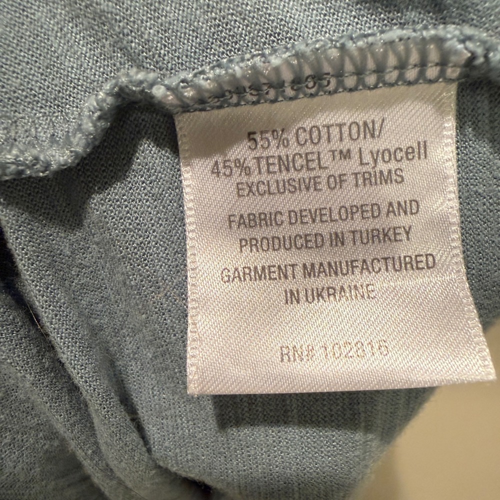 Garnet Hill Womens Blue Cotton Tencel Lyocell Pajama Set Short Sleeve Pants L - Picture 3 of 6